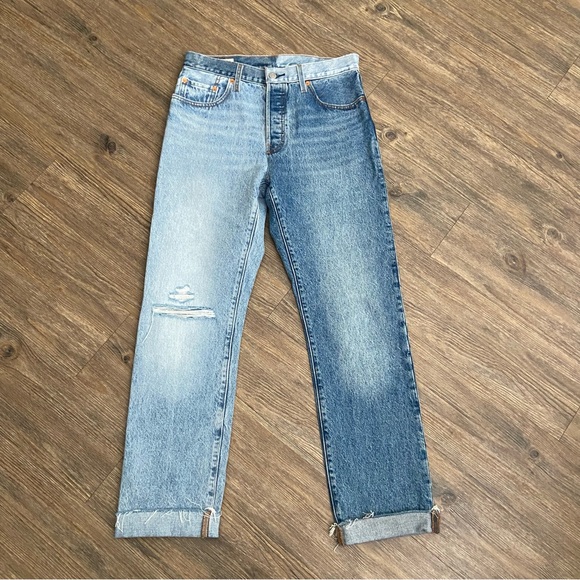 Denim - Levi's 501’s High Rise Two Toned Straight Button Fly Rigid Jeans Size 28x30